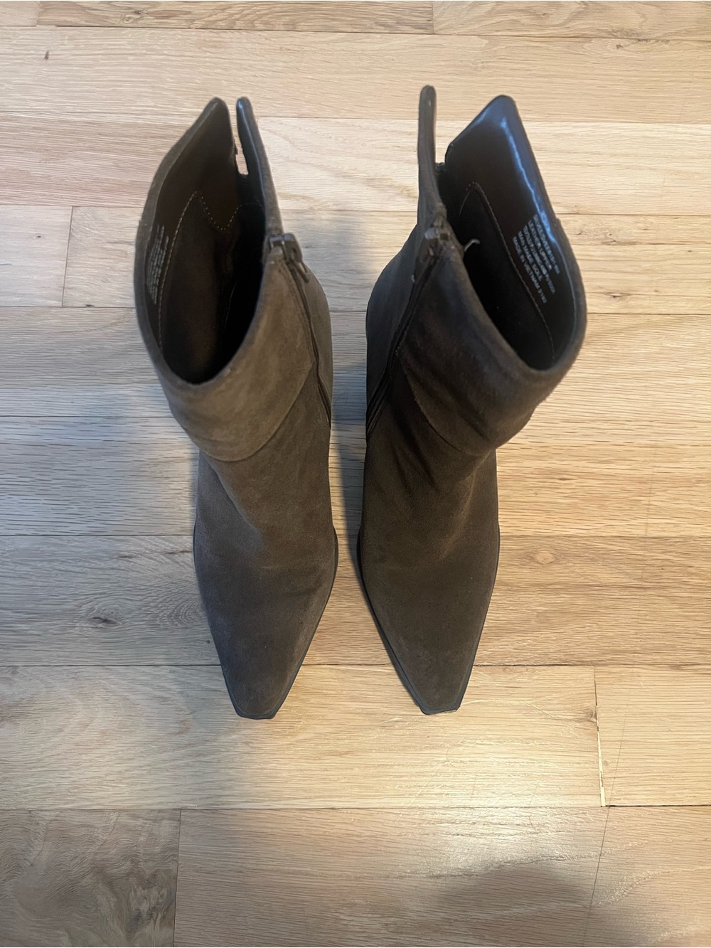 Steve Madden Pointed Toe Ankle Booties in Dark Brown Suede